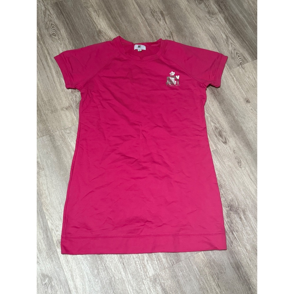 Juicy Couture T-Shirt Dress Silver Logo‎ Graphic Tee Casual Pink XL